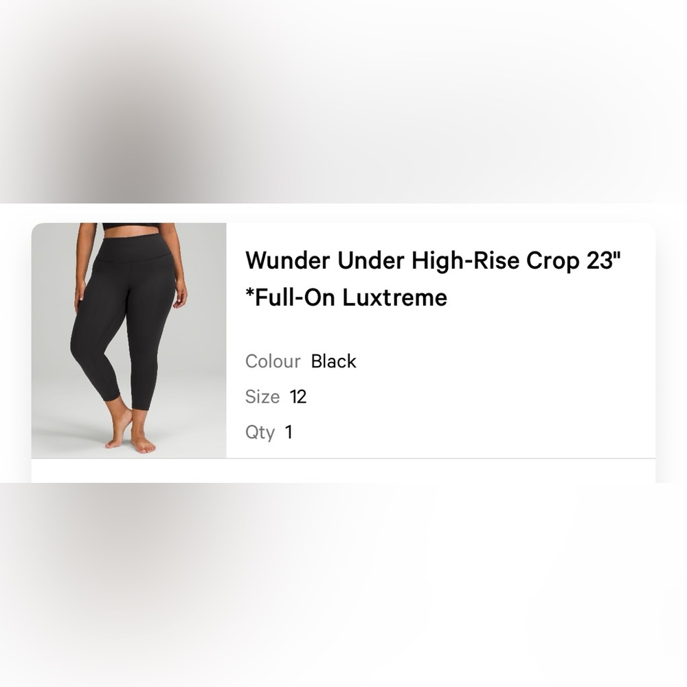 NWOT Wunder Under High-Rise Crop 23" Black Size 12  Luxtreme